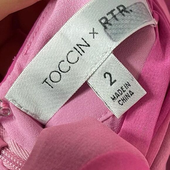 TOCCIN Romper Women 6 Pink Tie Dye Plunge Neckline Open Back Sheer Lined - Picture 11 of 12